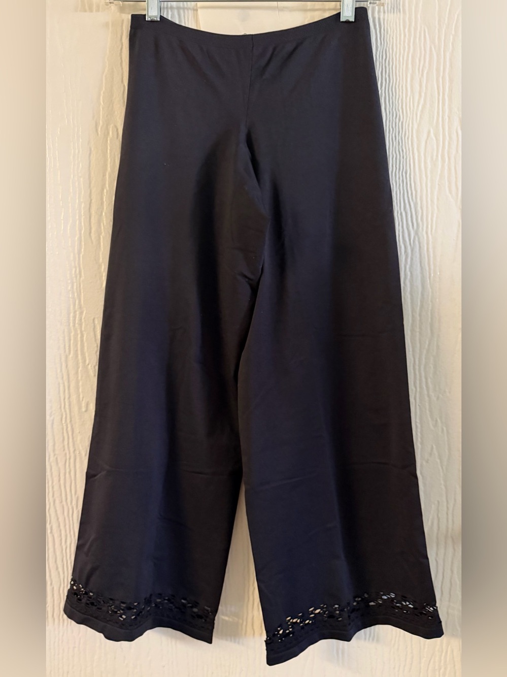 Bebe- Black Wide-Leg Kids Pants with Eyelet Hem